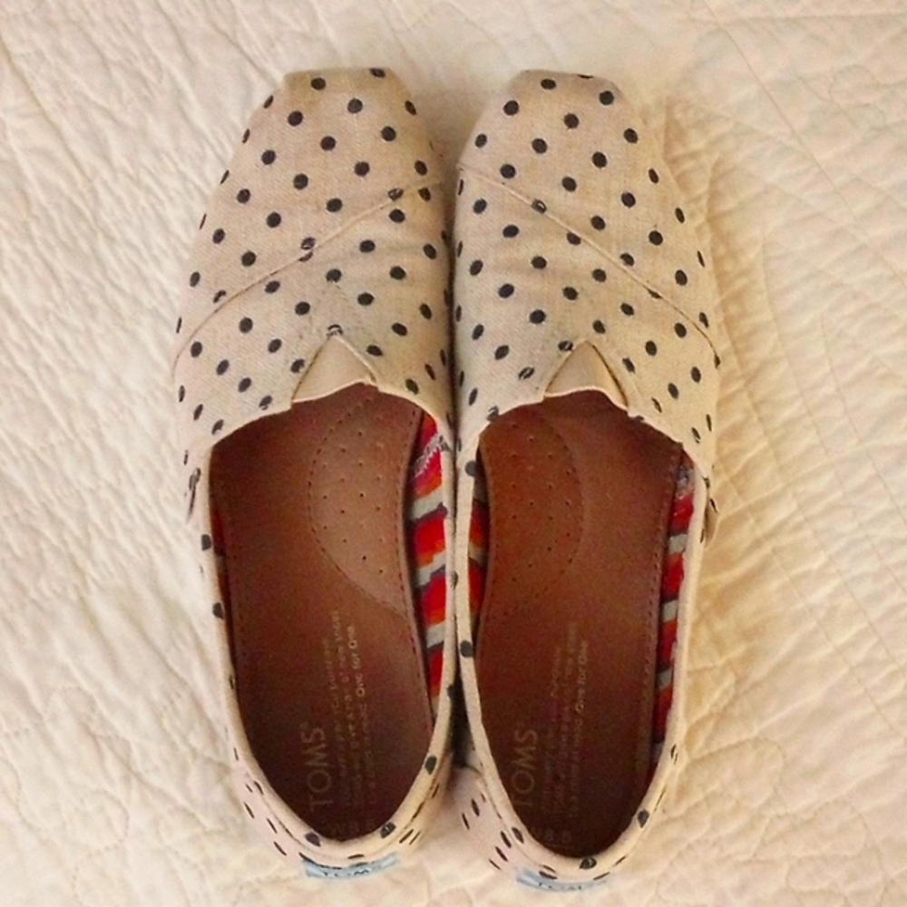 TOMS Canvas Polka Dot Flats Size 8.5